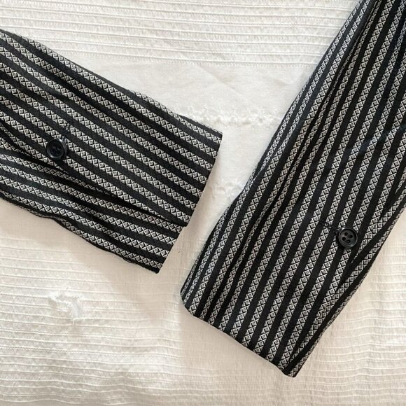 TIGER OF SWEDEN BLACK WHITE WOOL BLEND GEO STRIPED ODINA 3 PEAK LAPEL BLAZER - 4 - Picture 8 of 10